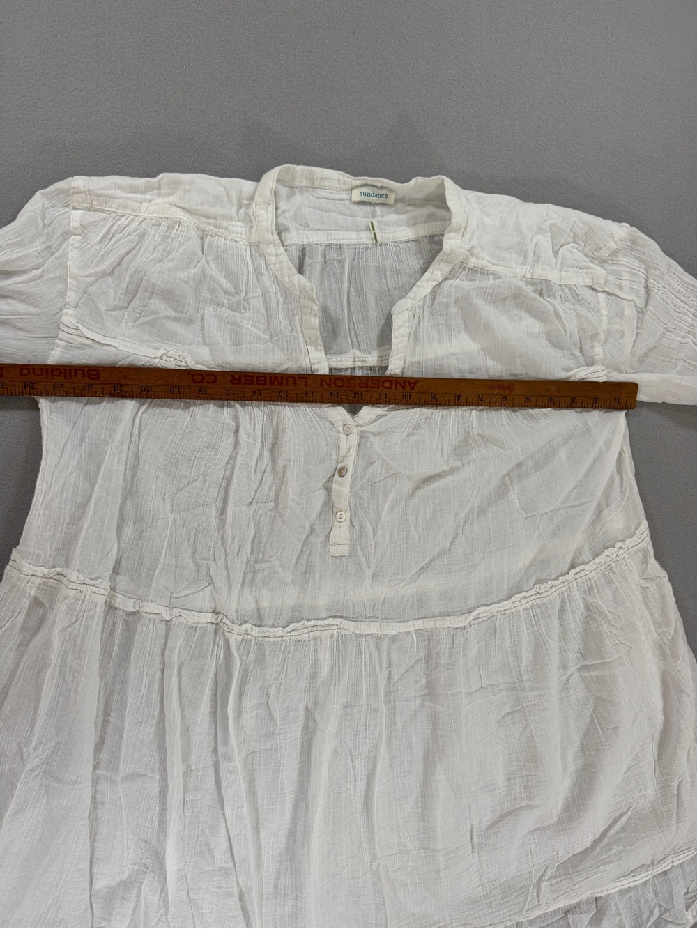 Sundance White 100% Cotton Gauze Boho Tunic Dress Tiered Peasant Top Coastal - Picture 3 of 8